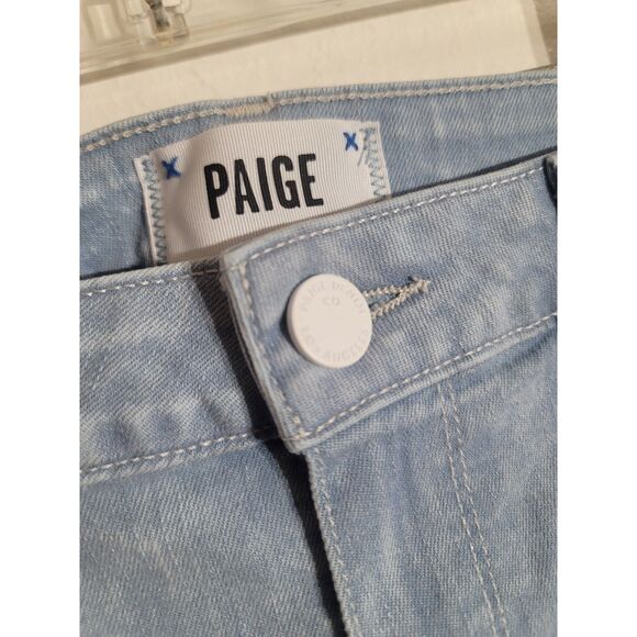 EUC PAIGE Genesee Crop Wide Leg High Rise Light Wash Denim Jeans sz 32 - Picture 3 of 5